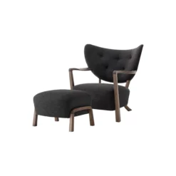 Wulff ATD2 Lounge Chair and ATD3 Pouf, hallingdal 376/oiled walnut