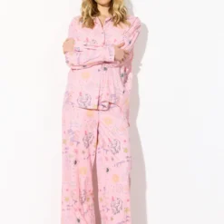 Zoe Trousers, pink sea creatures art print